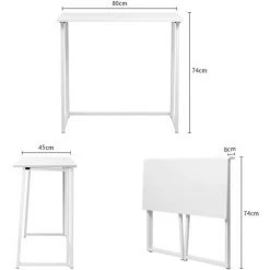 Dripex Table De Bureau Pliante Bureau Informatique Pliable Petit Table D'Ordinateur Pour Bureau Domicile 80 X 45 X 74 Cm - Blanc -France Bureau Soldes 2022 55896412 4
