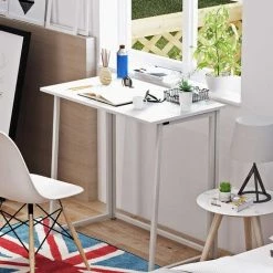 Dripex Table De Bureau Pliante Bureau Informatique Pliable Petit Table D'Ordinateur Pour Bureau Domicile 80 X 45 X 74 Cm - Blanc -France Bureau Soldes 2022 55896412 5