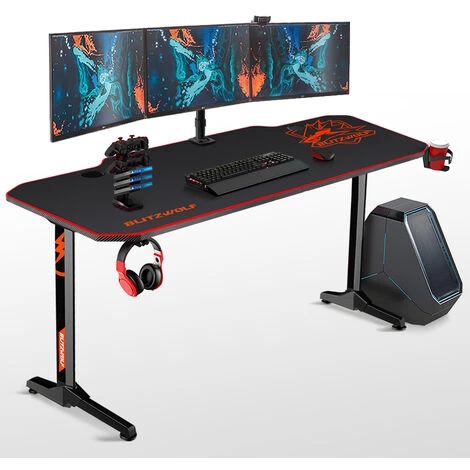 AUGIENB Bureau Gaming Bureau De Jeu Pour Gamer Bureau Informatique BlitzWolf BW-GD2 Avec Porte-écouteurs + Tapis De Souris + Porte-gobelet 140 X 66 X 75 Cm 7 AUGIENB Bureau Gaming Bureau De Jeu Pour Gamer Bureau Informatique BlitzWolf BW-GD2 Avec Porte-écouteurs + Tapis De Souris + Porte-gobelet 140 X 66 X 75 Cm – Image 5