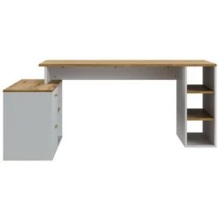 Bureau BOBOCHIC - Bureau D'angle Gauche PRAGUE Imitation Chêne Et Blanc - Chêne Et Blanc -France Bureau Soldes 2022 56112637 4