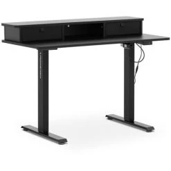 FROMM & STARCK Bureau Assis-Debout Hauteur Réglable Électrique 72 - 120 Cm Blanc/Imitation Bois - Noir