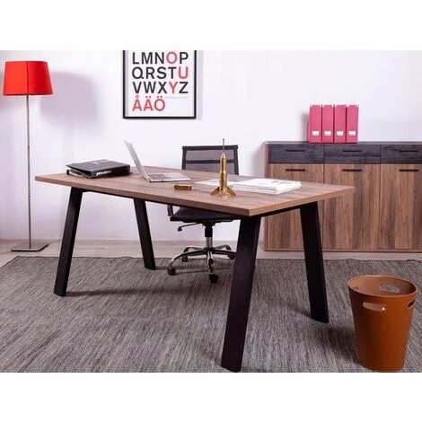 CAESAROO Bureau 180x80 Cm En Chêne Avec Pieds En Métal Peints Gris Anthracite | Chêne Et Gris 3 CAESAROO Bureau 180x80 Cm En Chêne Avec Pieds En Métal Peints Gris Anthracite | Chêne Et Gris