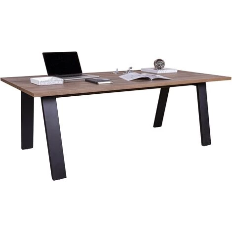 CAESAROO Bureau 240x80 Cm En Chêne Avec Pieds En Métal Peints Gris Anthracite | Chêne Et Gris 4 CAESAROO Bureau 240x80 Cm En Chêne Avec Pieds En Métal Peints Gris Anthracite | Chêne Et Gris – Image 2