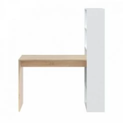 DANSMAMAISON Bureau D'angles + 5 Niches Blanc/Chêne - POLUX - L 120 X L 53 X H 144 Cm - Bois Clair -France Bureau Soldes 2022 56543636 5