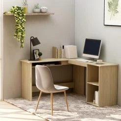INLIFE Bureau D'angle Forme De L Chêne Sonoma 120x140x75 Cm Aggloméré -France Bureau Soldes 2022 56630240 2