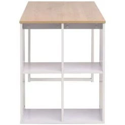 INLIFE Table D'écriture 120 X 60 X 75 Cm Chêne Et Blanc -France Bureau Soldes 2022 56630256 4