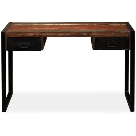 INLIFE Bureau Avec 2 Tiroirs Bois De Récupération Massif 120x50x76 Cm 3 INLIFE Bureau Avec 2 Tiroirs Bois De Récupération Massif 120x50x76 Cm