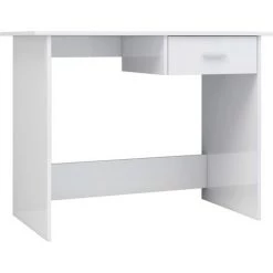 INLIFE Bureau Blanc Brillant 100 X 50 X 76 Cm Aggloméré