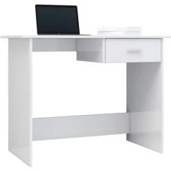 INLIFE Bureau Blanc Brillant 100 X 50 X 76 Cm Aggloméré -France Bureau Soldes 2022 56630809 3