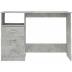 INLIFE Bureau Avec Tiroirs Gris Béton 110x50x76 Cm Aggloméré -France Bureau Soldes 2022 56631217 4