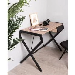 LES TENDANCES Bureau Industriel 1 Tiroir Bois Clair Et Métal Noir Louna 100 Cm -France Bureau Soldes 2022 56806290 2