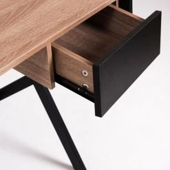 LES TENDANCES Bureau Industriel 1 Tiroir Bois Clair Et Métal Noir Louna 100 Cm -France Bureau Soldes 2022 56806290 3