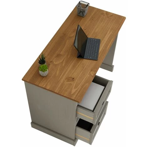 IDIMEX Bureau RAMON Avec Rangement 4 Tiroirs, Style Mexicain, En Pin Massif Lasuré Gris Et Brun - Gris, Naturel 6 IDIMEX Bureau RAMON Avec Rangement 4 Tiroirs, Style Mexicain, En Pin Massif Lasuré Gris Et Brun - Gris, Naturel – Image 4