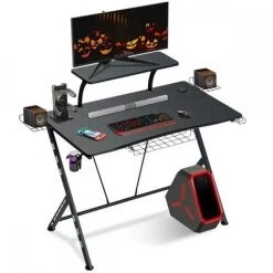 DMTOOL Bureau Gaming Bureau Informatique Avec Support D’écran 105 X 60 X 85cm