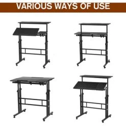DMTOOL Table De Bureau Ordinateur Table D'appoint Réglable Table Lit Ordinateur - Avec Roulettes - L 80 X L 60 X H 67-115 Cm-Noir 9 DMTOOL Table De Bureau Ordinateur Table D'appoint Réglable Table Lit Ordinateur - Avec Roulettes - L 80 X L 60 X H 67-115 Cm-Noir -France Bureau Soldes 2022 57055544 4