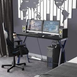 DMTOOL Bureau Gaming PC Table De Jeu E-Sport Gamer Avec Porte Gobelet Support Casque 109 X 60 X 76cm -France Bureau Soldes 2022 57055708 3