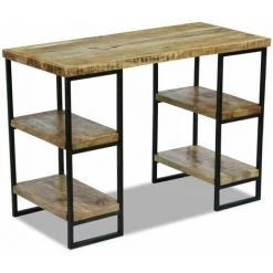 NOVA Bureau De Comptoir De Bureau En Bois à Mangue Avec 4 étagères 110x50x76 Cm Bureau En Bois De Manguier 110 X 50 X 76 Cm -France Bureau Soldes 2022 57092476 4