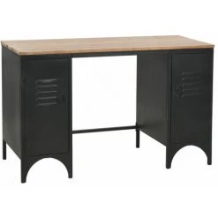 NOVA Bureau Avec Des Clonètes En Bois De Sapin Et Structure En Acier Industriel Bureau à Double Piédestal Bois De Sapin Et Acier 120x50x76 Cm