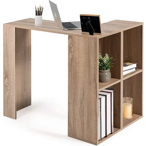 GIANTEX Bureau D'angle Avec Rangement, Table Informatique En Forme De L,Table D’Etude En Bois Avec 4 Compartiment, Pour Bureau, Salon, 90 X 60 X 75 Cm 4 GIANTEX Bureau D'angle Avec Rangement, Table Informatique En Forme De L,Table D’Etude En Bois Avec 4 Compartiment, Pour Bureau, Salon, 90 X 60 X 75 Cm – Image 2
