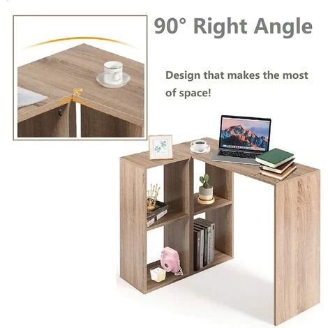GIANTEX Bureau D'angle Avec Rangement, Table Informatique En Forme De L,Table D’Etude En Bois Avec 4 Compartiment, Pour Bureau, Salon, 90 X 60 X 75 Cm 5 GIANTEX Bureau D'angle Avec Rangement, Table Informatique En Forme De L,Table D’Etude En Bois Avec 4 Compartiment, Pour Bureau, Salon, 90 X 60 X 75 Cm – Image 3