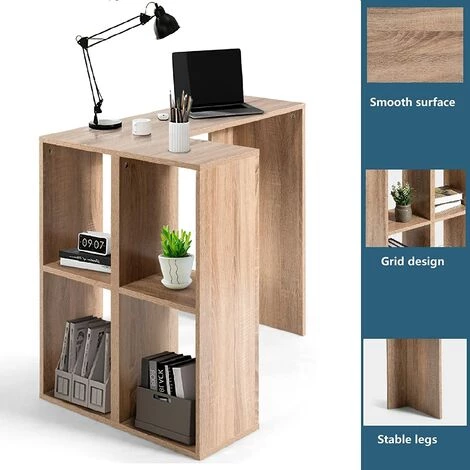 GIANTEX Bureau D'angle Avec Rangement, Table Informatique En Forme De L,Table D’Etude En Bois Avec 4 Compartiment, Pour Bureau, Salon, 90 X 60 X 75 Cm 6 GIANTEX Bureau D'angle Avec Rangement, Table Informatique En Forme De L,Table D’Etude En Bois Avec 4 Compartiment, Pour Bureau, Salon, 90 X 60 X 75 Cm – Image 4