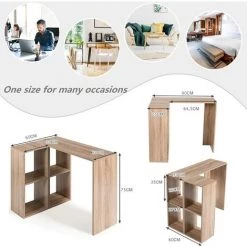 GIANTEX Bureau D'angle Avec Rangement, Table Informatique En Forme De L,Table D’Etude En Bois Avec 4 Compartiment, Pour Bureau, Salon, 90 X 60 X 75 Cm 11 GIANTEX Bureau D'angle Avec Rangement, Table Informatique En Forme De L,Table D’Etude En Bois Avec 4 Compartiment, Pour Bureau, Salon, 90 X 60 X 75 Cm -France Bureau Soldes 2022 57099511 5
