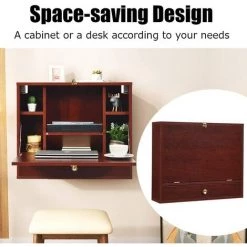 Giantex Table Murale Pliante En Bois Avec 6 Compartiments Et Tiroir, 60 X 50 X 14 Cm (marron) 8 Giantex Table Murale Pliante En Bois Avec 6 Compartiments Et Tiroir, 60 X 50 X 14 Cm (marron) -France Bureau Soldes 2022 57099534 2
