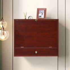 Giantex Table Murale Pliante En Bois Avec 6 Compartiments Et Tiroir, 60 X 50 X 14 Cm (marron) 10 Giantex Table Murale Pliante En Bois Avec 6 Compartiments Et Tiroir, 60 X 50 X 14 Cm (marron) -France Bureau Soldes 2022 57099534 4