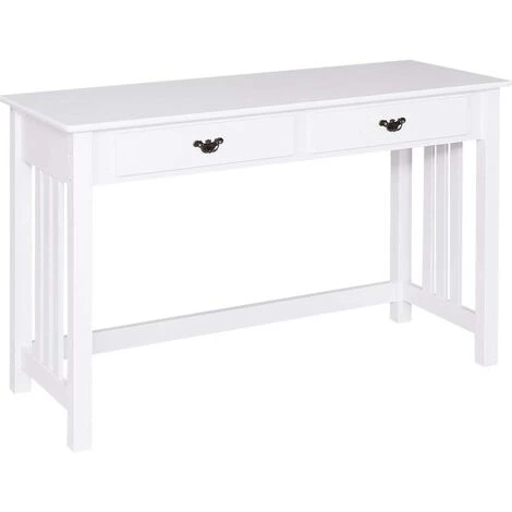 Giantex Bureau Avec 4 Tiroirs Et Pieds En Pin Massif, Bureau De Maquillage Avec 2 Niveaux, Organiseur Amovible, Table Spacieuse Pour La Maison Et Le Bureau, Blanc 5 Giantex Bureau Avec 4 Tiroirs Et Pieds En Pin Massif, Bureau De Maquillage Avec 2 Niveaux, Organiseur Amovible, Table Spacieuse Pour La Maison Et Le Bureau, Blanc – Image 3