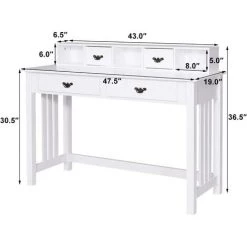 Giantex Bureau Avec 4 Tiroirs Et Pieds En Pin Massif, Bureau De Maquillage Avec 2 Niveaux, Organiseur Amovible, Table Spacieuse Pour La Maison Et Le Bureau, Blanc 11 Giantex Bureau Avec 4 Tiroirs Et Pieds En Pin Massif, Bureau De Maquillage Avec 2 Niveaux, Organiseur Amovible, Table Spacieuse Pour La Maison Et Le Bureau, Blanc -France Bureau Soldes 2022 57099581 5
