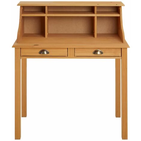 IDIMEX Bureau Secrétaire MARLENE Avec Rangement Sur Plusieurs étagères Et 2 Tiroirs, En Pin Massif Finition Cirée 4 IDIMEX Bureau Secrétaire MARLENE Avec Rangement Sur Plusieurs étagères Et 2 Tiroirs, En Pin Massif Finition Cirée – Image 2