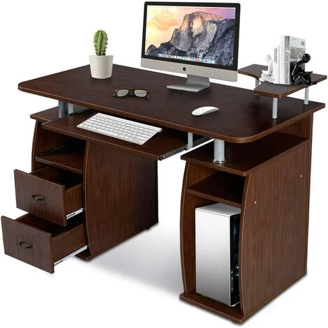 GOPLUS Bureau Informatique Table De L'ordinateur Avec Tablette Imprimante, Table D'ordinateur Avec De Nombreux Rangements Et Tablette à Clavier Coulissant 120 X 55 X 85CM (Noyer) 3 GOPLUS Bureau Informatique Table De L'ordinateur Avec Tablette Imprimante, Table D'ordinateur Avec De Nombreux Rangements Et Tablette à Clavier Coulissant 120 X 55 X 85CM (Noyer)