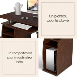 GOPLUS Bureau Informatique Table De L'ordinateur Avec Tablette Imprimante, Table D'ordinateur Avec De Nombreux Rangements Et Tablette à Clavier Coulissant 120 X 55 X 85CM (Noyer) 9 GOPLUS Bureau Informatique Table De L'ordinateur Avec Tablette Imprimante, Table D'ordinateur Avec De Nombreux Rangements Et Tablette à Clavier Coulissant 120 X 55 X 85CM (Noyer) -France Bureau Soldes 2022 57205521 3