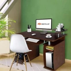 GOPLUS Bureau Informatique Table De L'ordinateur Avec Tablette Imprimante, Table D'ordinateur Avec De Nombreux Rangements Et Tablette à Clavier Coulissant 120 X 55 X 85CM (Noyer) 10 GOPLUS Bureau Informatique Table De L'ordinateur Avec Tablette Imprimante, Table D'ordinateur Avec De Nombreux Rangements Et Tablette à Clavier Coulissant 120 X 55 X 85CM (Noyer) -France Bureau Soldes 2022 57205521 4