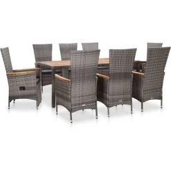 NOVA Ensemble De Restauration De Jardin Avec Coussins De Polyrattan Gris Divers Modèles Salon De Jardin 9 Pcs Avec Coussins Résine Tressée Gris Des Modèles : 9 PCS -France Bureau Soldes 2022 57225260 2