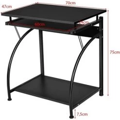 GIANTEX Bureau Pour Ordinateur Avec Plateau De Clavier Mobile,Support D'UnitE Centrale Et Repose-Pieds REglable En Hauteur,70X48X75 -France Bureau Soldes 2022 57240390 5