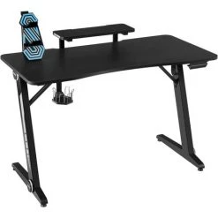 GIANTEX Bureau Gaming Table De Jeu Professionnelle En Forme De Z, Avec Support Pour Moniteur, Lumières RGB, Porte-gobelets, Crochet Pour Casque, Noir, 120x60x87cm -France Bureau Soldes 2022 57240413 2