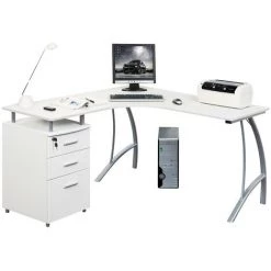 VENTE-UNIQUE.COM Bureau D'angle Avec Rangements ANTINOE - Réversible - Blanc - Blanc 7 VENTE-UNIQUE.COM Bureau D'angle Avec Rangements ANTINOE - Réversible - Blanc - Blanc -France Bureau Soldes 2022 57259959 3