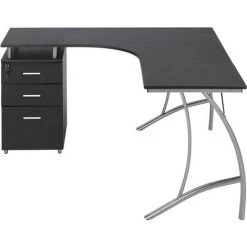 VENTE-UNIQUE.COM Bureau D'angle Avec Rangements ANTINOE - Réversible - Anthracite - Gris Anthracite -France Bureau Soldes 2022 57259976 3