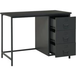 Bureau Industriel Avec Tiroirs 105x52x75 Cm Acier Anthracite VidaXL -France Bureau Soldes 2022 57261470 3
