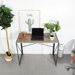 URBAN MEUBLE Bureau Repliable Métal Beige Noir -France Bureau Soldes 2022 57300873 4