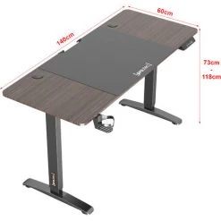 Bureau électrique Salinas à Hauteur Réglable 73 - 118 Cm Rectangulaire Effet Noyer [pro.tec] -France Bureau Soldes 2022 57356574 3