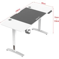 Bureau électrique Salinas à Hauteur Réglable 73 - 118 Cm Rectangulaire Blanc [pro.tec] -France Bureau Soldes 2022 57356576 3