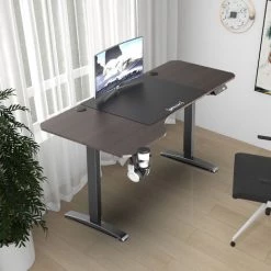 Bureau électrique Oxnard à Hauteur Réglable 73 - 118 Cm En Forme De L Effet Noyer [pro.tec]