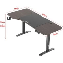 Bureau électrique Oxnard à Hauteur Réglable 73 - 118 Cm En Forme De L Effet Noyer [pro.tec] -France Bureau Soldes 2022 57356577 3