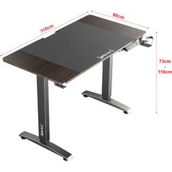 Bureau électrique Visalia à Hauteur Réglable 73 - 118 Cm Rectangulaire Effet Noyer [pro.tec] -France Bureau Soldes 2022 57356580 3