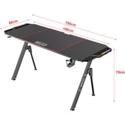 Bureau Gaming Stockton Avec éclairage LED 156 X 60 X 75 Cm [pro.tec] -France Bureau Soldes 2022 57356581 3