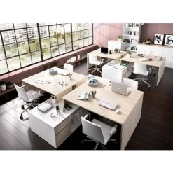 DEKIT Bureau D'angle Rox. Avec Une Armoire, Avec Un Tiroir, Une Porte Et Une étagère. Peut être Monté Droit. Couleur: Blanc - Chêne Naturel -France Bureau Soldes 2022 57596356 3