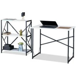 COTECOSY Bureau Style Industriel Marcadet L90xP60cm Blanc - Blanc -France Bureau Soldes 2022 57665851 2