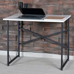COTECOSY Bureau Style Industriel Marcadet L90xP60cm Blanc - Blanc -France Bureau Soldes 2022 57665851 3